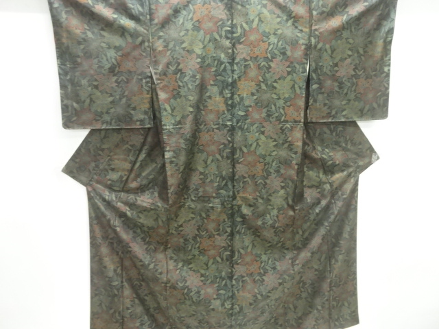 JAPANESE KIMONO / DORO OSHIMA TSUMUGI / WOVEN FLOWER & PLANT